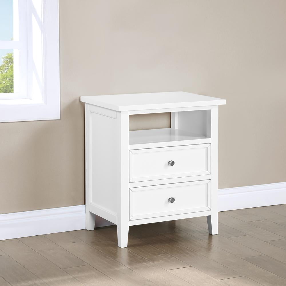 Comfort Pointe Walker White Wood 2-drawer Casual Storage Nightstand
