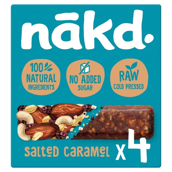Nakd Fruit & Peanut Bars - Salted Caramel 4 Pack 35g, Imported from Britain