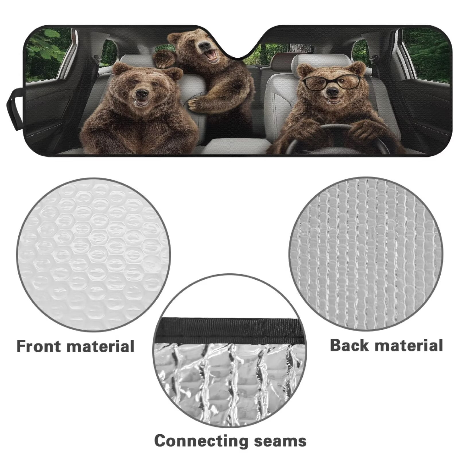 XYZCANDO Bear Windshield Sun Shade Blocks UV Rays Sun Visor Protector for 2007-2018 Jeep Wrangler JK JKU & 1997-2006 Jeep Wrangler TJ LJ Windshied Sunshade Block UV Rays