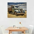 thumbnail image 2 of JEUXUS  Rusty Truck Canvas Wall Art - Vintage Blue Car Pictures Living Room Decor - Country Style Artwork Framed Posters Paintings, 2 of 4