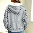 thumbnail image 6 of Bzdzmqm Women Fall Winter Hooded Zip Polka Dot Shacket Casual Loose Outwear Long Sleeve Fuzzy Jacket for Trendy Streetwear, Gray XL, 6 of 9