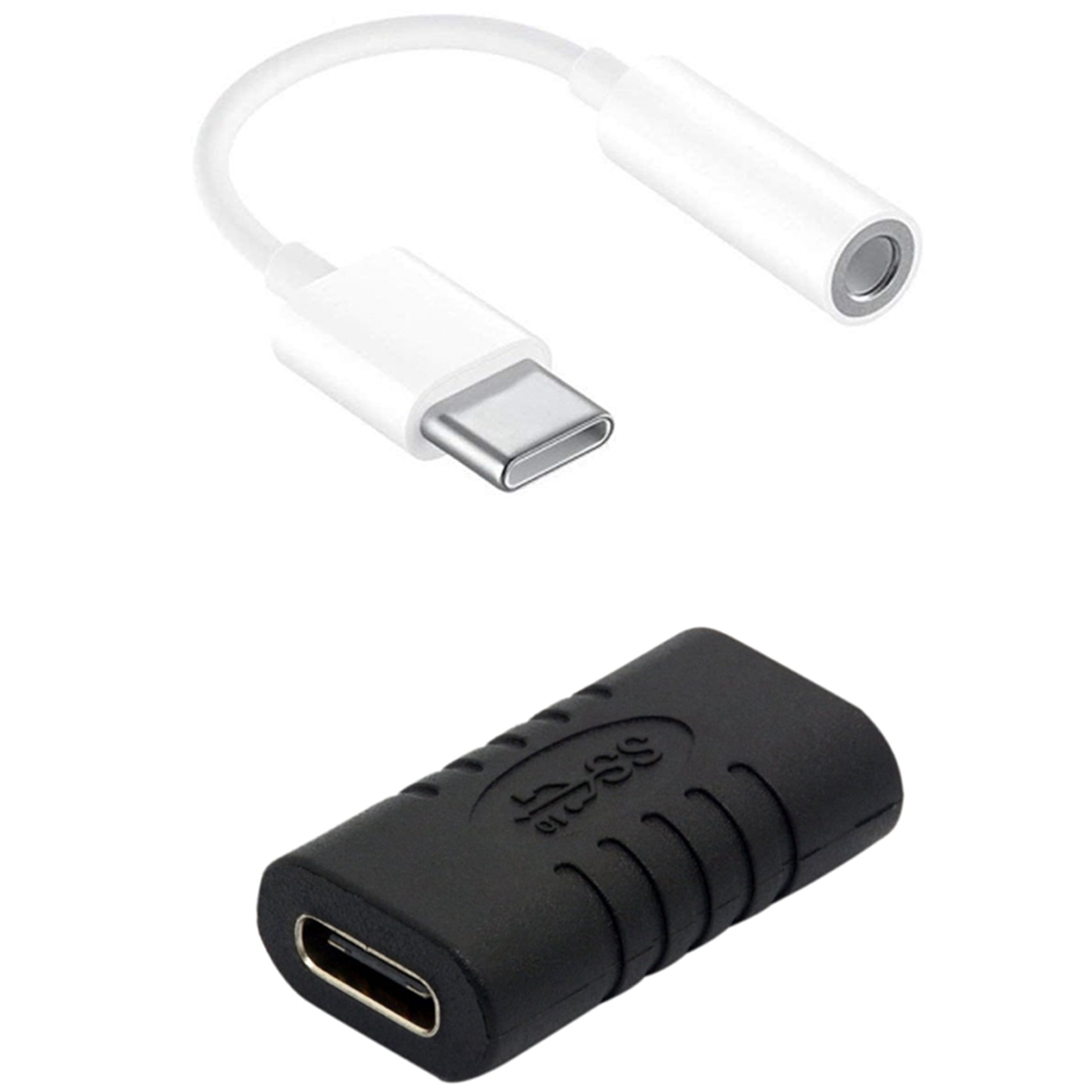 3 Pcs Type C to 3.5mm Headphone Audio Adapter(White) & 1 Pcs USB C