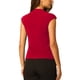 thumbnail image 3 of Blusa de Cuello Mock para Mujeres Inspire Chic, Básica, de Manga Corta, Tejida, Color Rojo Vino, 3 of 6