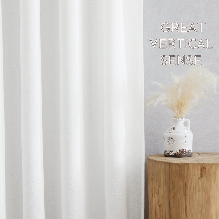 NICETOWN Semi Sheer Faux Linen Curtain Panels, White photo 7