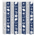 thumbnail image 2 of Ambesonne Nautical Shower Curtain, Sea Fishes Shells Stripes, 69"Wx75"L, Night Blue, 2 of 4