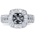 thumbnail image 2 of Pompeii 1ct Cushion Halo Engagement Ring Setting 14K White Gold (G/H,SI2-I1), 2 of 4