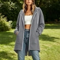 thumbnail image 7 of Stralyhd Women's Zip Up Hoodies Oversized Long Tunic Sweatshirts Casual Long Sleeve 2026 Winter Warm Hoodie Jacket Coat Gray L, 7 of 7