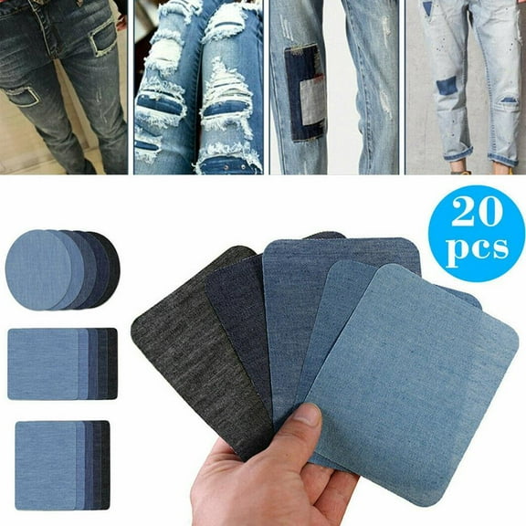 HPDL 20PcsSet 5 Color DIY Iron on Denim Fabric Patches For Clothing Hot C5