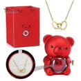 thumbnail image 2 of 2025 Latest Model Preserved Rose Hug Bear Gift with Heart Necklace Rotatable, 2 of 5