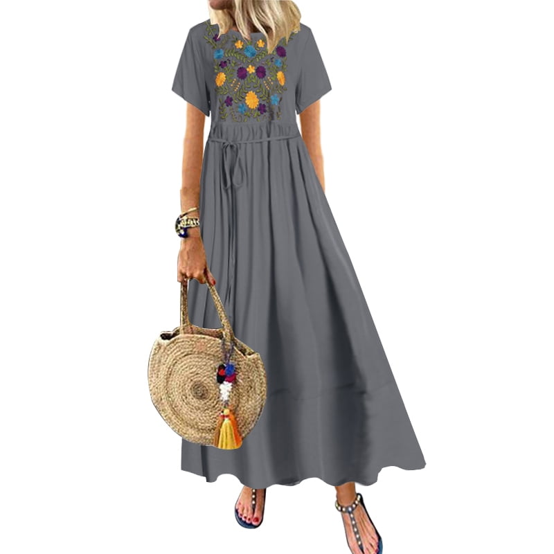embroidered cotton maxi dress