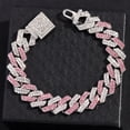 thumbnail image 2 of Fashion Pink Blue Iced Out Crystal Prong Cuban Link Chain Bracelet for Women Bling Rhinestone Cuban Bracelets Hip Hop Jewelry GC, 2 of 6