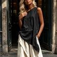 thumbnail image 4 of IUYRTFE Women's One Shoulder Sleeveless Asymmetrical Top Loose Fit Cotton Linen Blend Casual Summer Blouse, 4 of 6