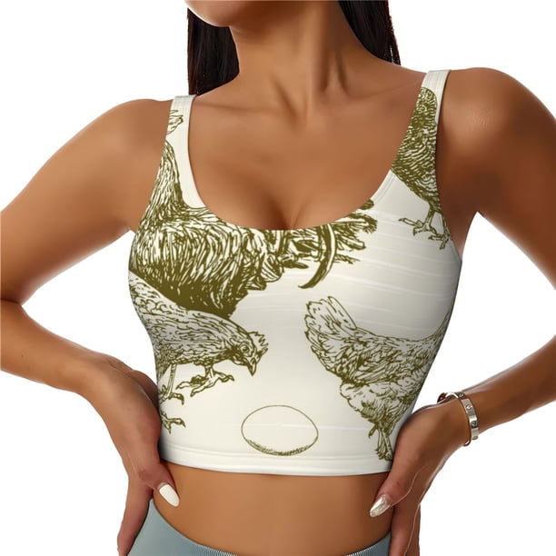 Fotbe Chickens Sujetador Deportivo Largo sin Aros para Mujer con Almohadillas y Soporte Medio, Transpirable y Absorbente, Camiseta Tipo Chaleco o Tank Top-XX-Large
