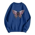 thumbnail image 4 of Tthxqing Womens Graphic Sweatshirts Trendy Butterfly Printed Pullovers Long Sleeve Plus Size Crew Neck Fall Tops X_Navy XL, 4 of 4