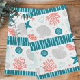 thumbnail image 4 of Teal Red Coastal Kitchen Towels Set of 2, Water Absorbent Dish Towel, Ocean Nautical Starfish Coral Striped Decorative Hand Towels - Quick Drying Cloth for Cooking Baking, 18x28 Inch, 4 of 8