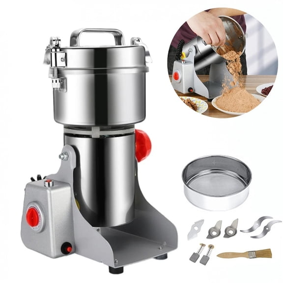 Eurhowing 2400W Commercial Electric Grain Grinder, 800g Large Capacity Stainless Steel Dry Food Grinder, High-Speed Powder Machine for Spices, Coffee, Herbs