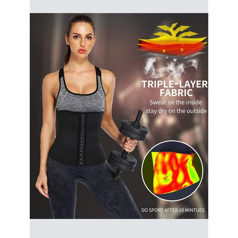 MISS MOLY Womens Sweat Waist Trainer Cincher with V Shape Band Neoprene Tummy Shaping 9 Steel Bones Girdle Weight Loss
