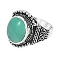 thumbnail image 2 of Green Turquoise Vintage Oval Balinese Style Sterling Silver Ring-10, 2 of 5