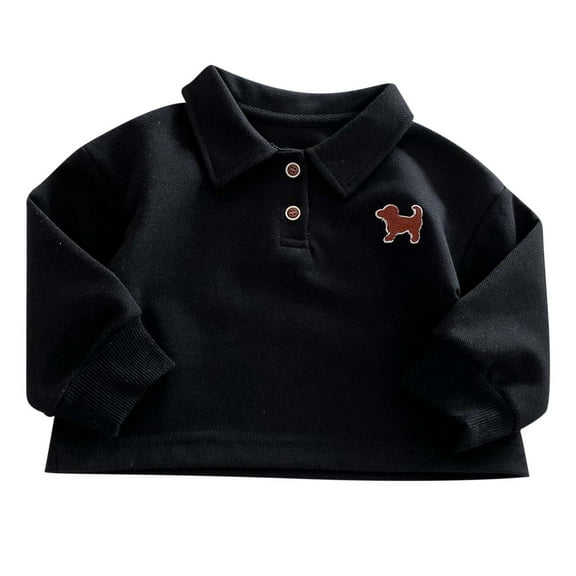 Polo Shirt Boys Long Sleeve Black Button up Shirt Boys Boys Fall Shirt Baby Size 9-12 Months Boys Clothes