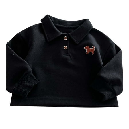 

Boys Shirts for Toddler Sleeve Cute Puppy Embroidery Pattern Solid Color Collar for Kids Thermal Long Sleeve 5t Boys 8 Clothes Sleeve Tee Top Short Set Basketball Apparel Boy 6 Shirt Boy Athletic Set