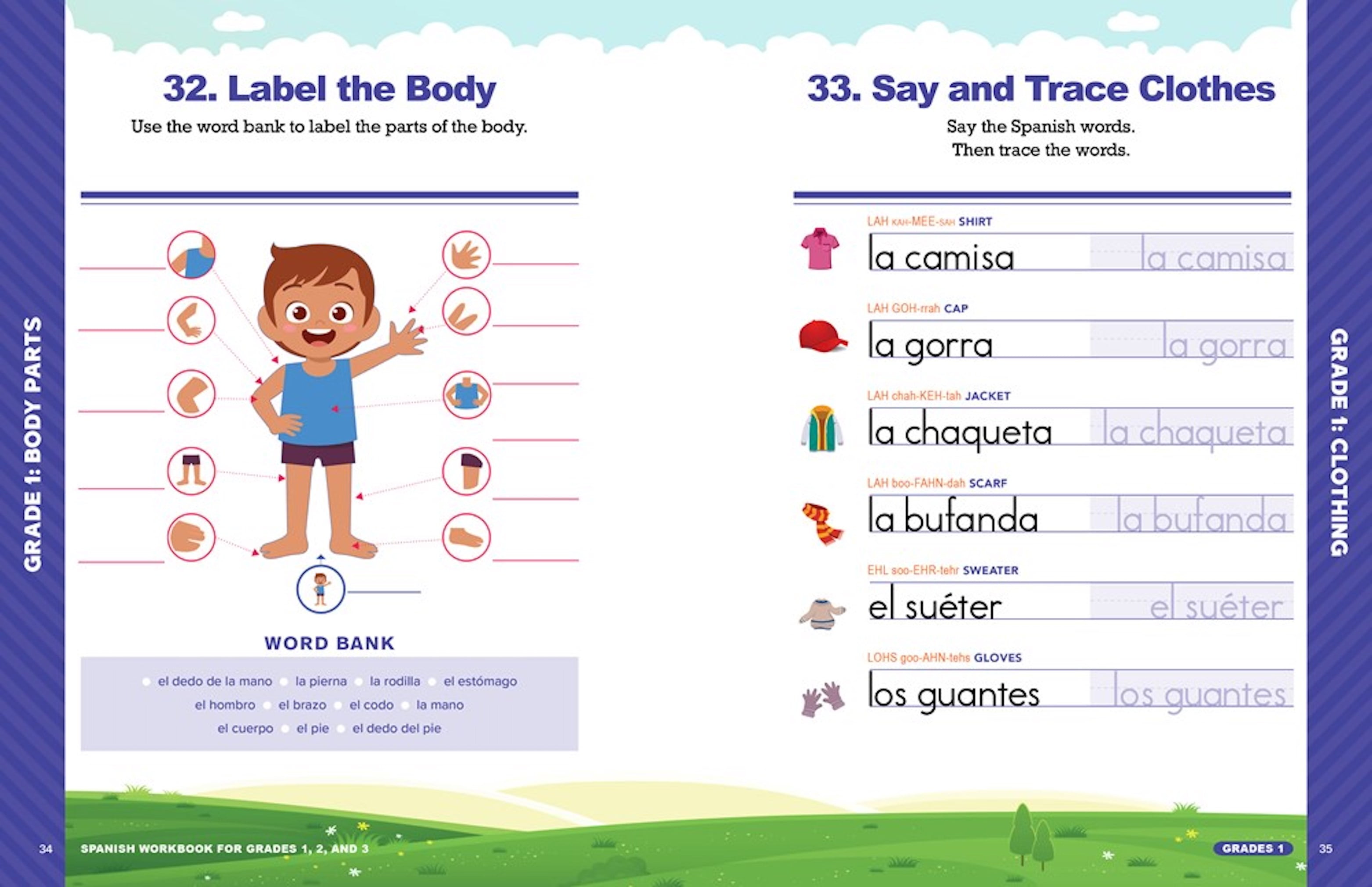 The Spanish Workbook for Grades 1, 2, and 3 : 140+ Language Learning  Exercises for Kids Ages 6-9 (Paperback)