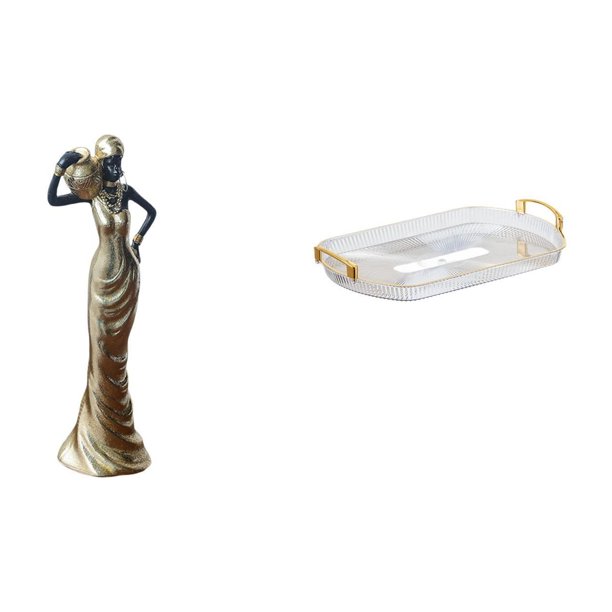 Figura de escritorio,Figuritas africanas,artesanías,artículos de escritorio coleccionables,Bandeja de almacenamiento,Bandeja rectangular para servir frutas y postres de cocina,Bandeja