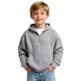 thumbnail image 2 of GiLiling Kids Waffle Hoodie - Boys Girls Solid Color Quarter Zip Long Sleeve Drawstring Hooded Sweatshirt with Pocket (Grey, 14-15 Years), 2 of 9