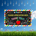 thumbnail image 4 of Colorful Chalkboard Style Banner with Hearts Stars Music Notes and Apple Element for Teacher Appreciation Week Thank You Banner Party Decorations Backdrop Photography Props Classroom Decor, 4 of 7