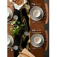 thumbnail image 2 of Marble Black Table Runner 72 Inches, Vintage Gold Art Abstract Farmhouse Bed Runner Dresser Scarves Tabletop for Indoor Outdoor Parties/Ceremony/Banquet, 16" x 72", 2 of 8