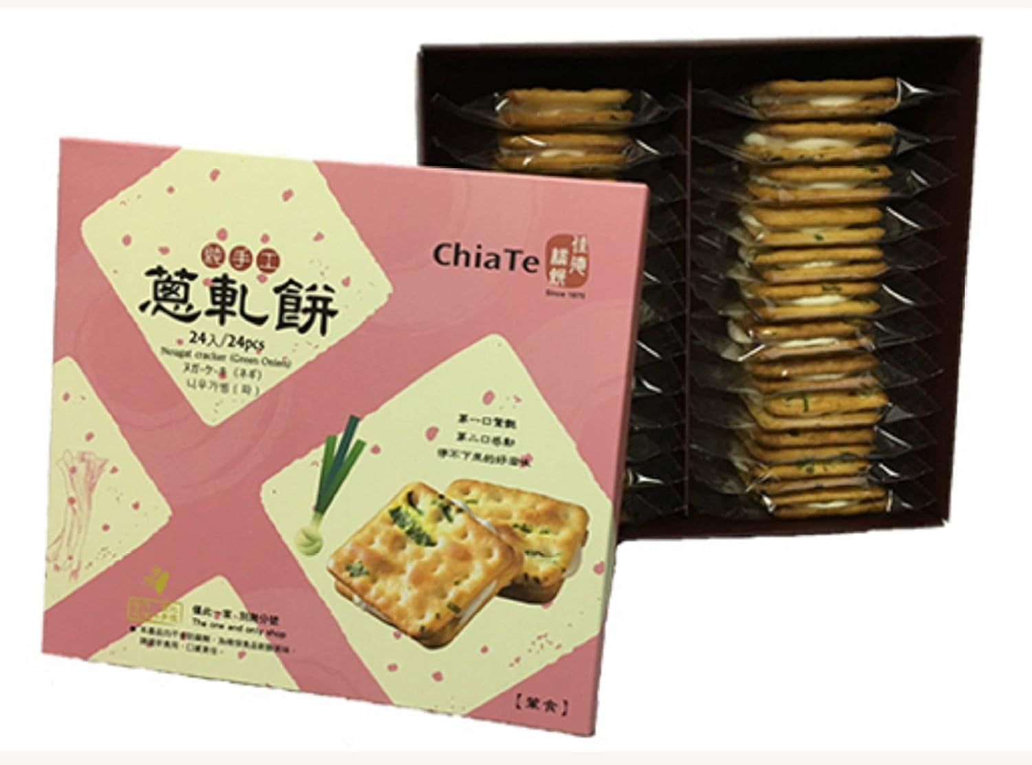 Chia Te Handmade Nougat Cracker Grenn Onion Snack 24 pcs/Box