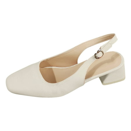 

Dress Sandals for Women Low Heel Comfortable Fashion Spring And Summer Women Sandals Heel Middle Heel Square Toe Solid Color Buckle Casual And Comfortable