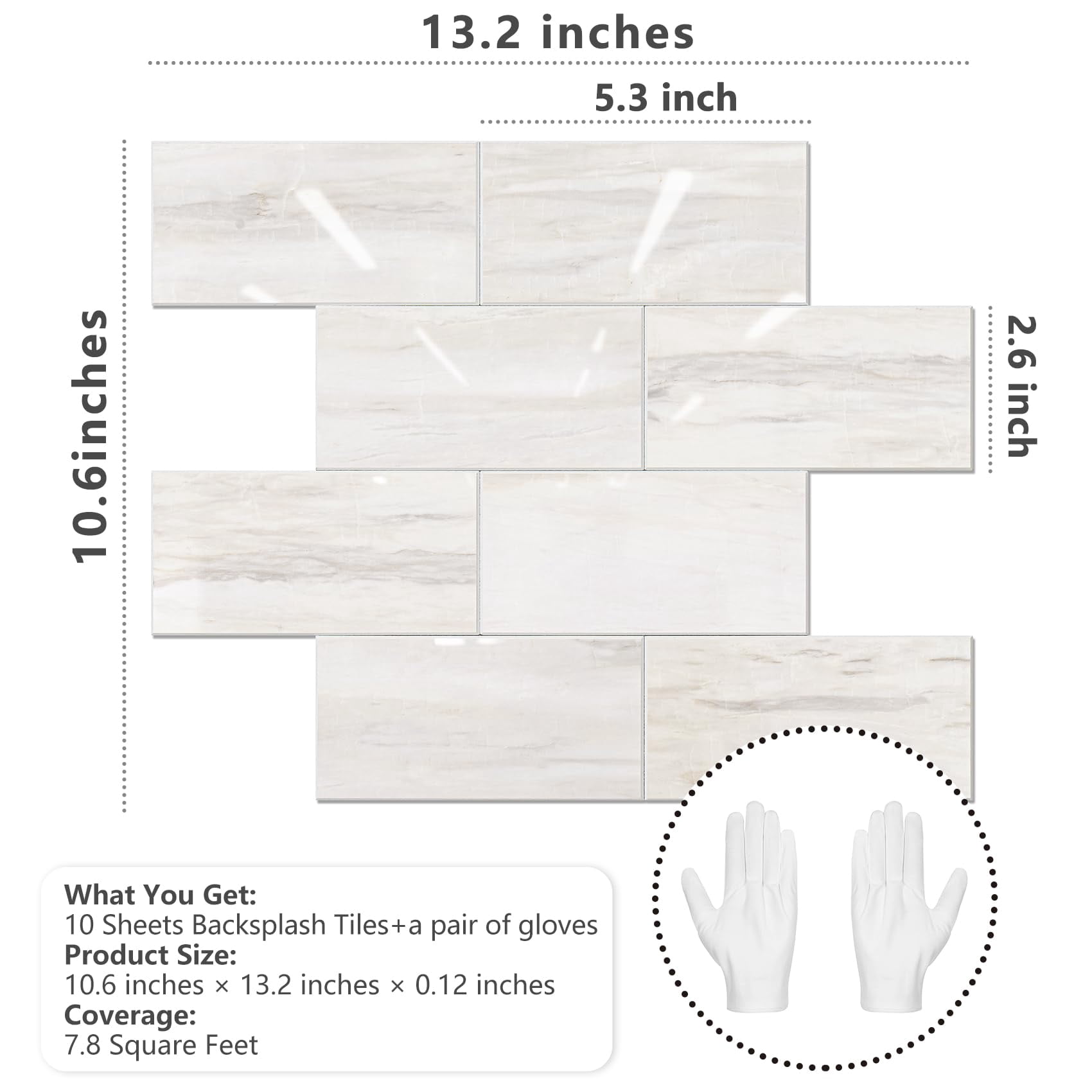 Subway Tile Peel And Stick Backsplash  Glossy Light Brown Pvc Self Adhesive On For Kitchen Bathroom(10 Sheets)