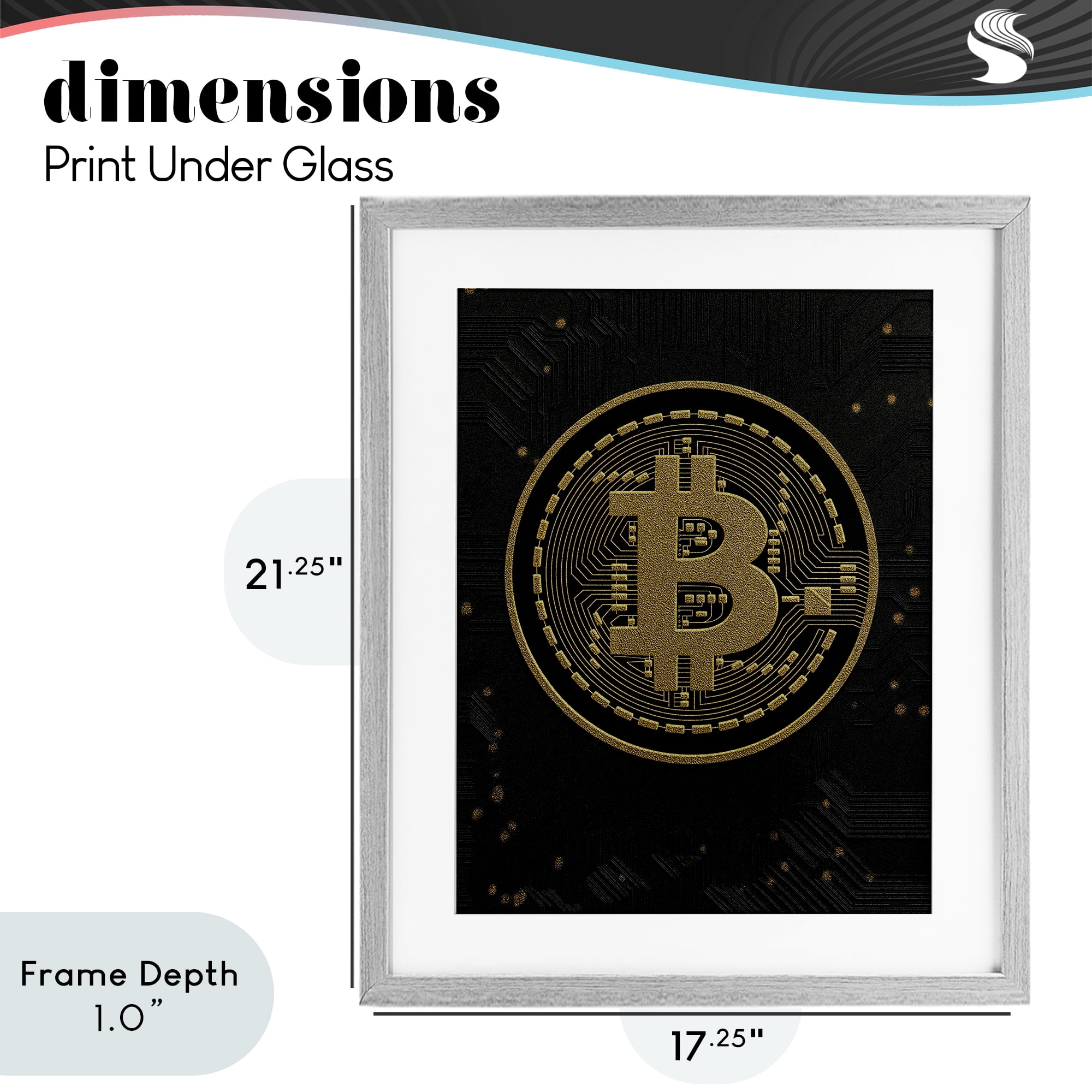 Stupell Industries Bold Golden Digital Currency Gray Framed Print Under Glass, design by Svetlana Aleynikova