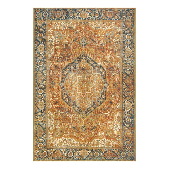 Unique Loom Outdoor Traditional Collection Area Rug - Nosara (5' 3" x 8' Rectangle Rust Red/Beige)