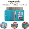 thumbnail image 3 of Monedero pequeño compacto con bloqueo RFID para mujer, tarjetero triple, color azul lago, 3 of 5