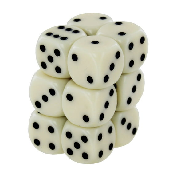Chessex 25600 Opaque 16mm d6 Dice Block, Ivory and Black
