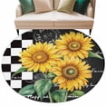 thumbnail image 2 of Round Area Rug 5 Ft, Yellow Sunflower Washable Non-Slip Circle Carpet for Living Room/Bedroom, Black White Plaid Watercolor Floral Low-Profile Runner Mats Collection Rugs for Indoor, 2 of 7