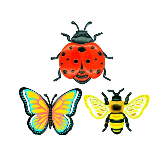 3 Pcs Colorful Metal Ladybugs Outdoor Wall Decor, Garden Fence Sculptures, Hanging Art for Backyard, Patio, Porch and Yard, Decorative Metal Ornaments, Multicolor