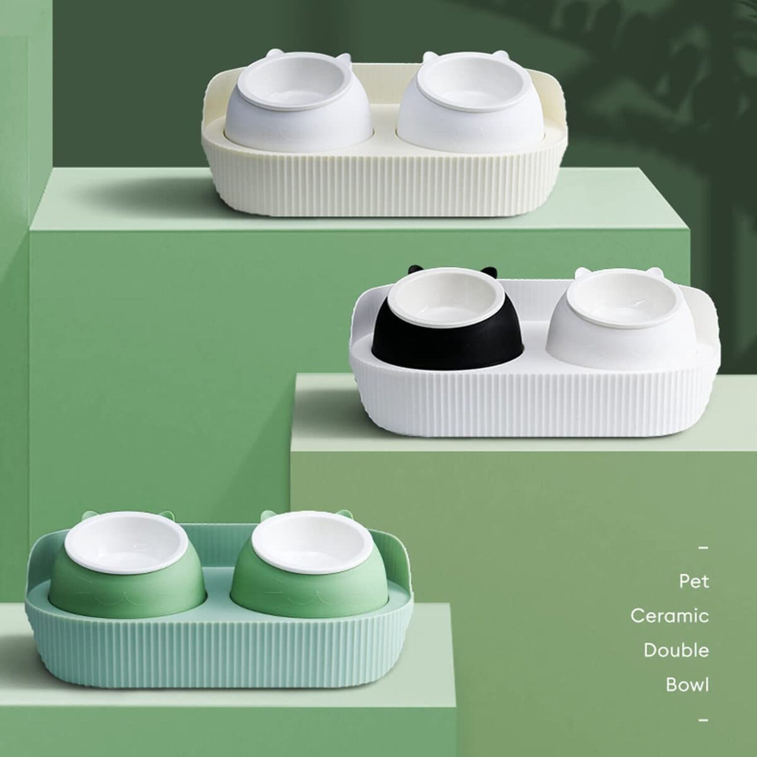 Ceramic Food and Water Bowl Station for Cats