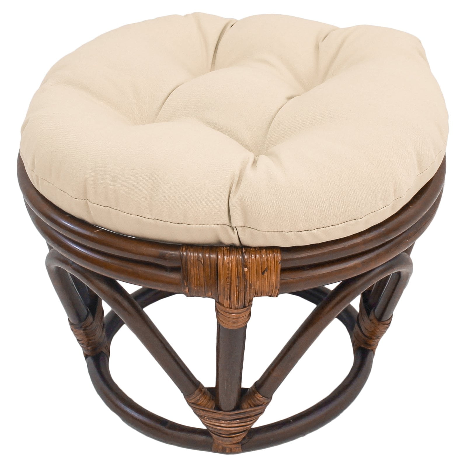 International Caravan Rattan Footstool with Twill Cushion