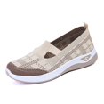 thumbnail image 6 of Gpaecead Women's Knit Flats Breathable Mesh Hollow Slip On Soft Sole Lightweight Comfortable Casual Walking Shoes For Daily Khaki, 6 of 7