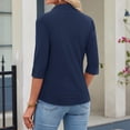 thumbnail image 5 of UDAUDU Button Down Shirts for Women 2026 Slim fit 3/4 Sleeve Stretch Dress Shirts Work Shirt Wrinkle Free Office Blouses Dark Blue 2XL, 5 of 6