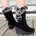 thumbnail image 1 of Botas de mujer Wmkox8yii Invierno Cálido Moda Color sólido Punta redonda Media pantorrilla Cinturón de felpa Hebilla Tacón de cuña sa2958, 1 of 6