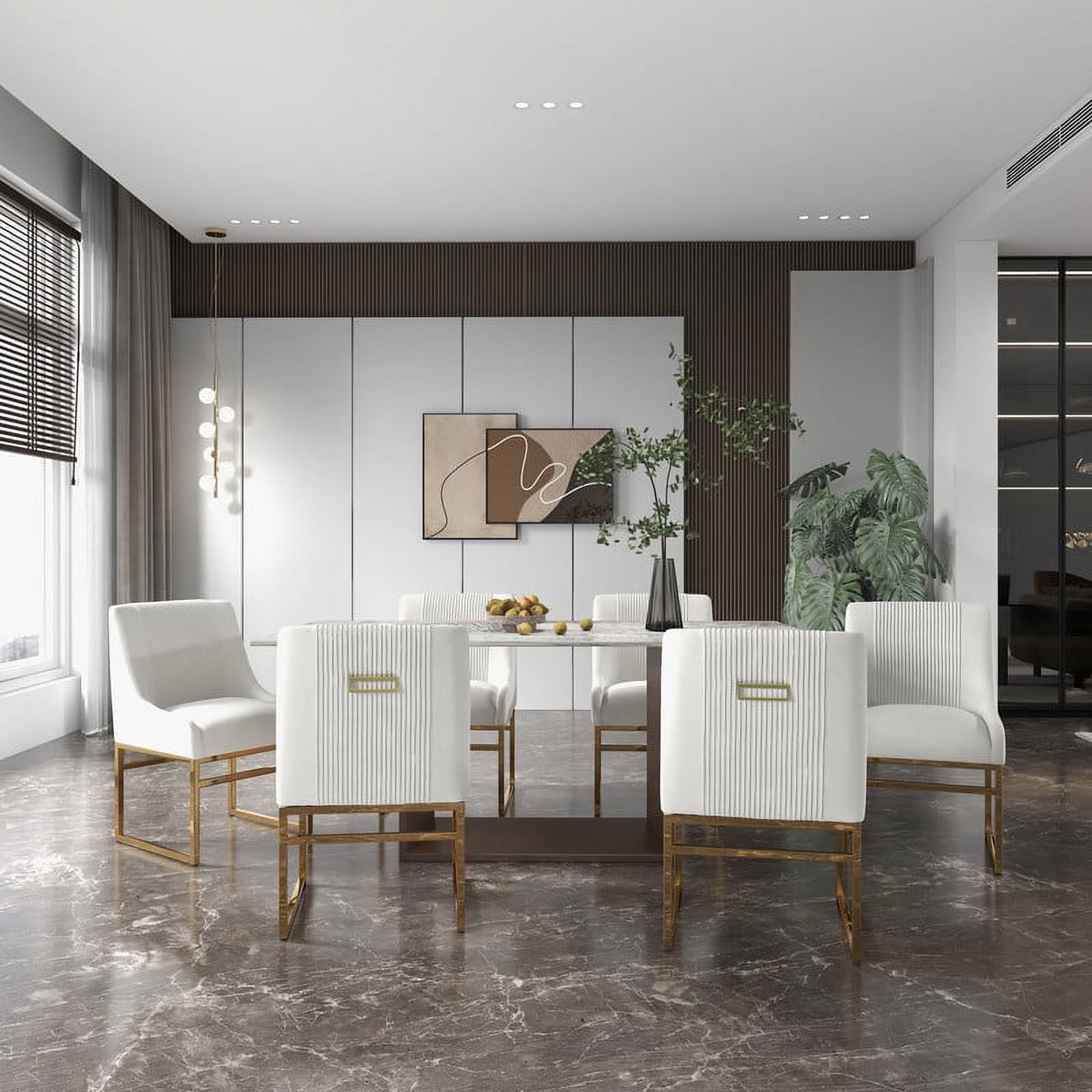 SEYNAR Modern Velvet Upholstered Accent Dining Chairs Set of 8, Kitchen Side Chair with Metal Frame for Living Room