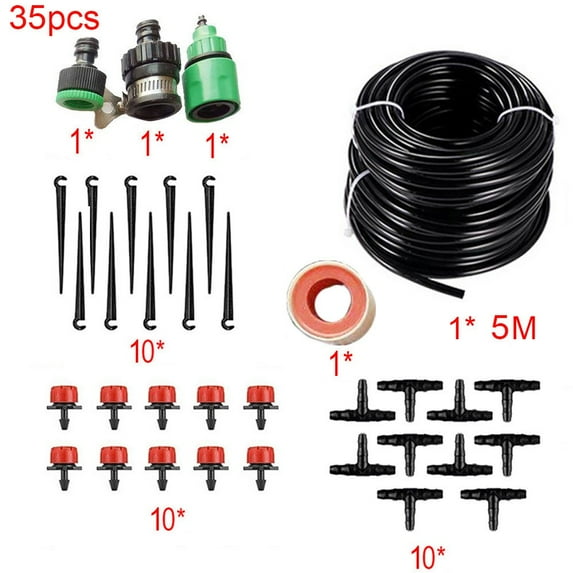 Tssuoun DIY Drip Irrigation System Plant Watering Garden Hose Kits Automatic Watering Hose Dripper Plant Spray Drip Irrigation Drip Pipe
