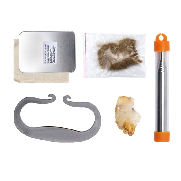 TAPDRA Flint Fire Starter Camping Hiking Survival Kit Steel Striker with Jute Tinder Cotton Cloth and Iron Box Outdoor Fire Lighting