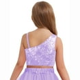 thumbnail image 4 of TiaoBug Kids Girls Glitter Crop Tops Sequin Sparkly Vest Figure Skating Evening Prom Cropped Tank Top Dancewear Purple 6, 4 of 5