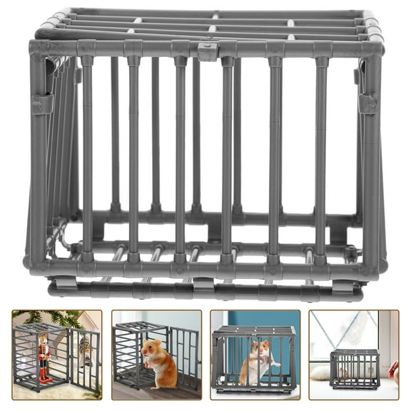 OUNONA Miniature Bear Cage Plastic Grey 2Pcs