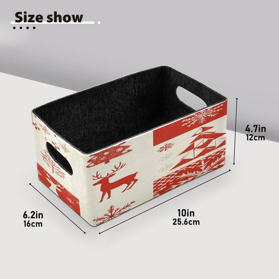 BZSMCE Shelf Baskets Flake Tree Deer Pattern Storage Cube Bins 10.1*6.3*4.7in Set of 2