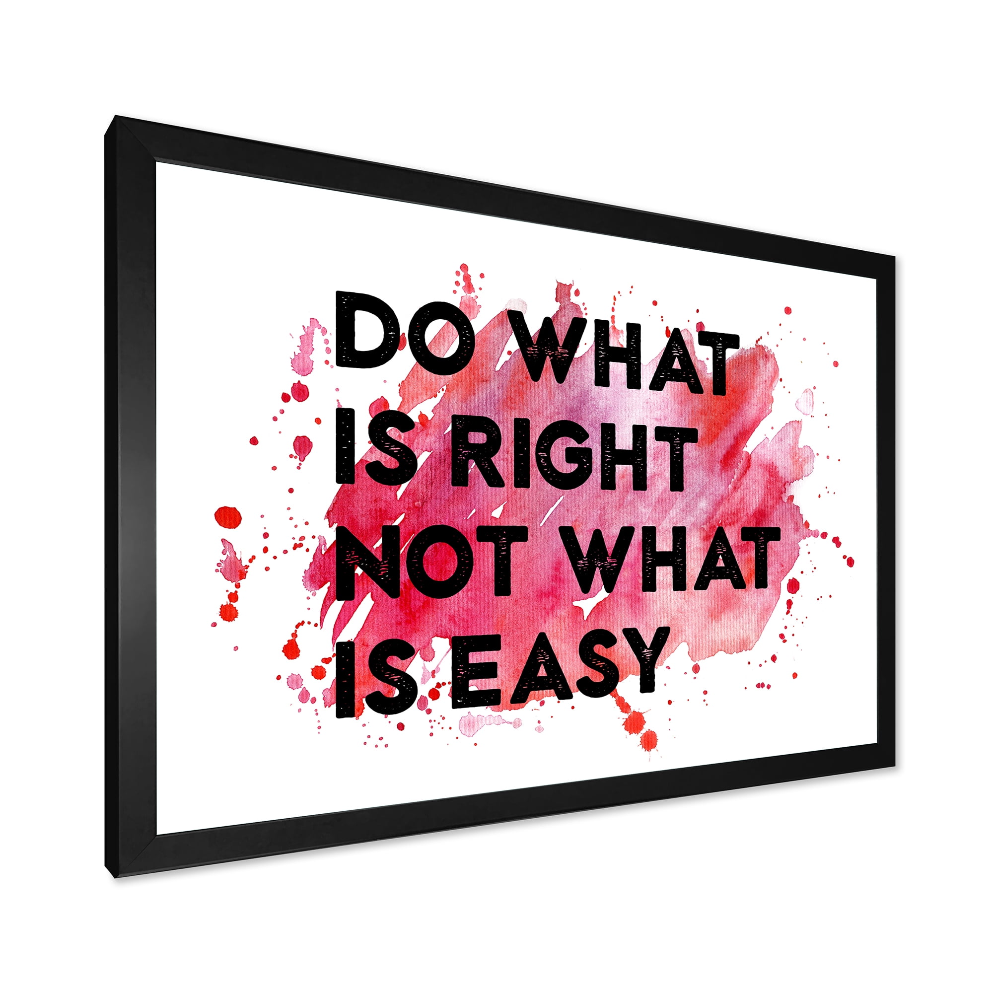 Designart 'Do What Is Right Not What Is Easy On Red Background' Traditional Framed Art Print